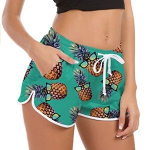 Idgreatim Women Drawstring Surf Beach Swim Shorts
